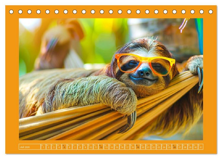 Produktbild: Supermodel Faultier. Professionelles Fotoshooting im Urwald (Tischkalender 2026 DIN A5 quer), CALVENDO Monatskalender