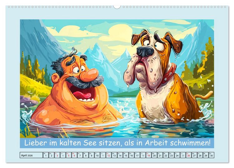 Produktbild: Hund und Herrchen. Zu zweit allein im Chaos (hochwertiger Premium Wandkalender 2026 DIN A2 quer), Kunstdruck in Hochglanz