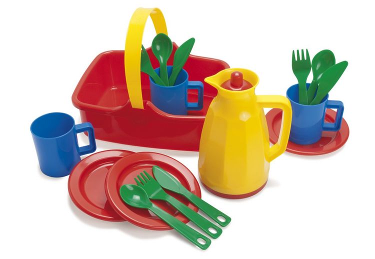 Produktbild: Picknickkorb f&uuml;r 3 Personen, 18-teilig, aus Kunststoff, Spielzeug
