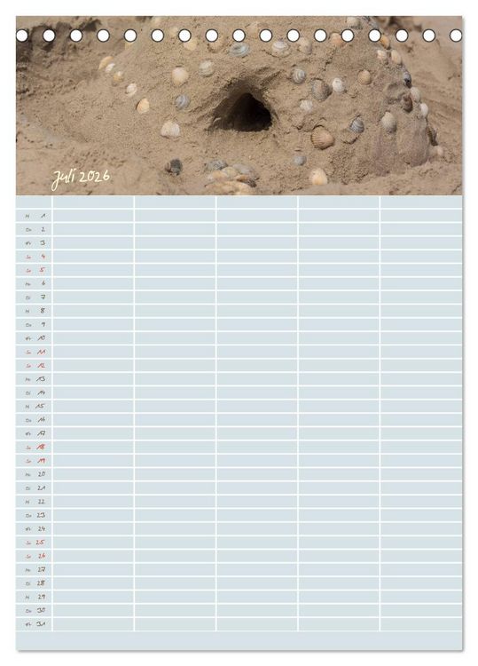 Produktbild: Kleine Sand-Sch&ouml;nheiten / Familienplaner (Tischkalender 2026 DIN A5 hoch), CALVENDO Monatskalender