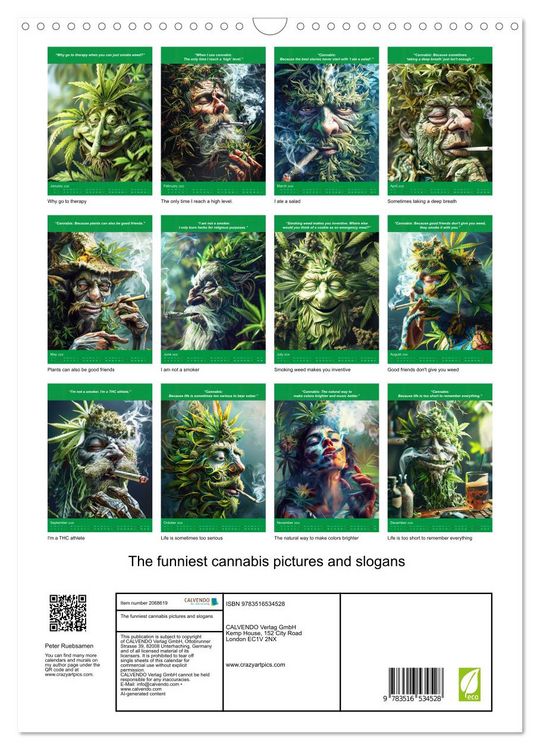 Produktbild: The funniest cannabis pictures and slogans (Wall Calendar 2026 DIN A3 portrait), CALVENDO 12 Month Wall Calendar
