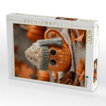Produktbild: CALVENDO Puzzle Stylishe K&uuml;rbis-Latte mit Sonnenbrille - Herbstliches Fun-Motiv | 2000 Teile Lege-Gr&ouml;&szlig;e 90x67cm Foto-Puzzle f&uuml;r gl&uuml;ckliche Stunden