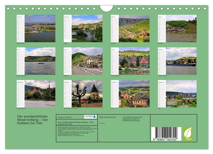 Produktbild: Der wundersch&ouml;nen Mosel entlang &ndash; Von Koblenz bis Trier (Wandkalender 2026 DIN A4 quer), CALVENDO Monatskalender