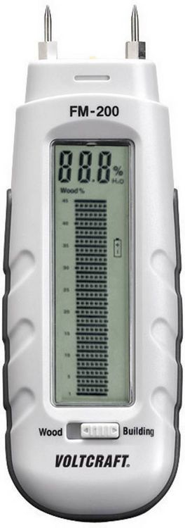 Produktbild: VOLTCRAFT FM-200 Materialfeuchtemessger&auml;t Messbereich Baufeuchtigkeit (Bereich) 0.2 bis 2% vol Messbereich Holzfeuchtigkeit