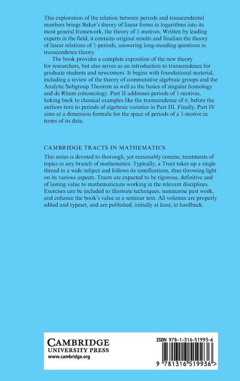 Produktbild: Transcendence and Linear Relations of 1-Periods