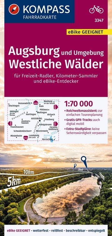 Produktbild: KOMPASS Fahrradkarte 3347 Augsburg und Umgebung, Westliche W&auml;lder 1:70.000