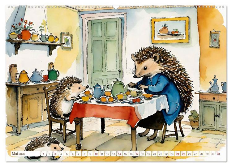 Produktbild: Bei Familie Igel (hochwertiger Premium Wandkalender 2026 DIN A2 quer), Kunstdruck in Hochglanz