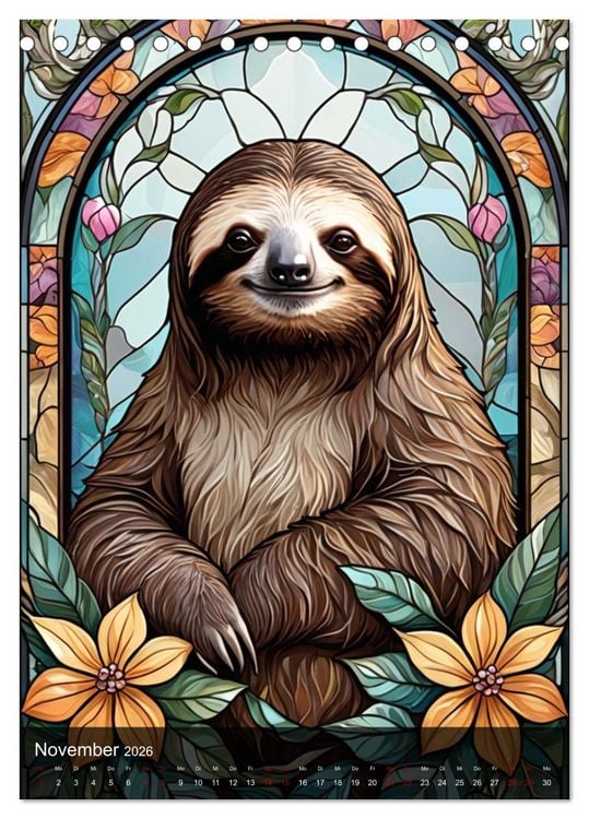 Produktbild: Wildtiere und Glaskunst im Tiffany Stil (Tischkalender 2026 DIN A5 hoch), CALVENDO Monatskalender