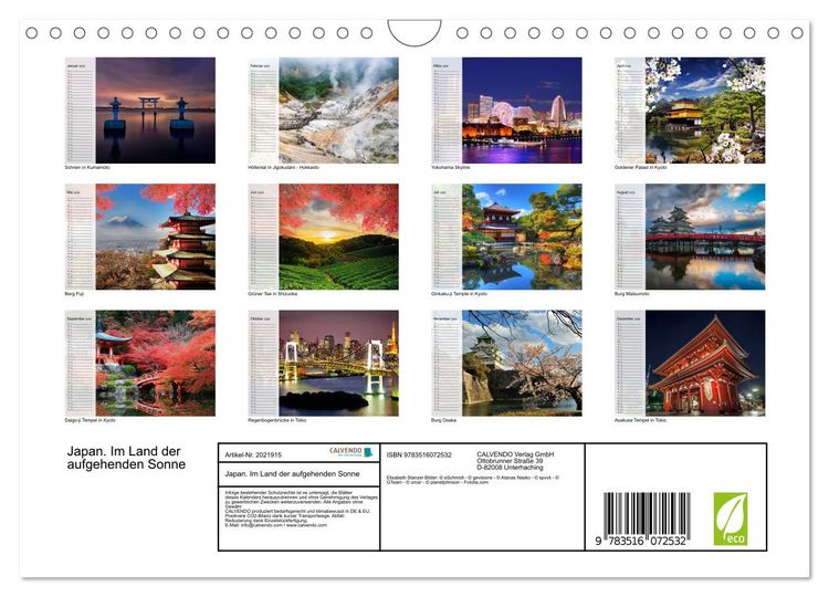 Produktbild: Japan. Im Land der aufgehenden Sonne (Wandkalender 2026 DIN A4 quer), CALVENDO Monatskalender
