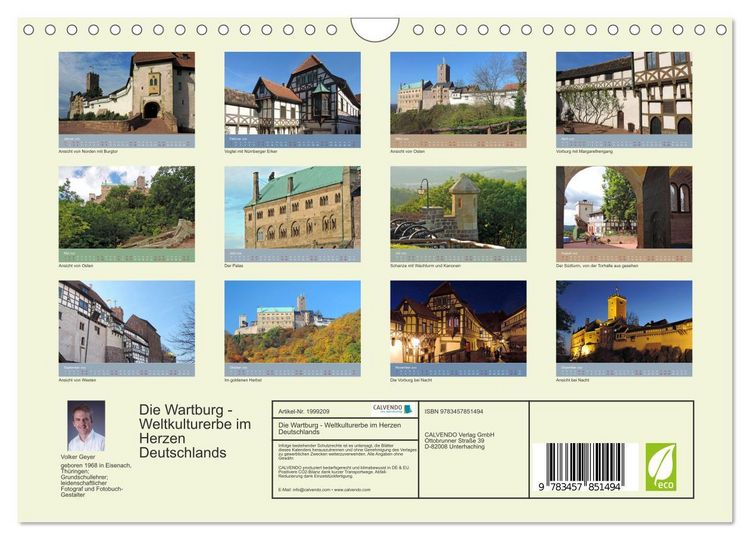 Produktbild: Die Wartburg - Weltkulturerbe im Herzen Deutschlands (Wandkalender 2026 DIN A4 quer), CALVENDO Monatskalender