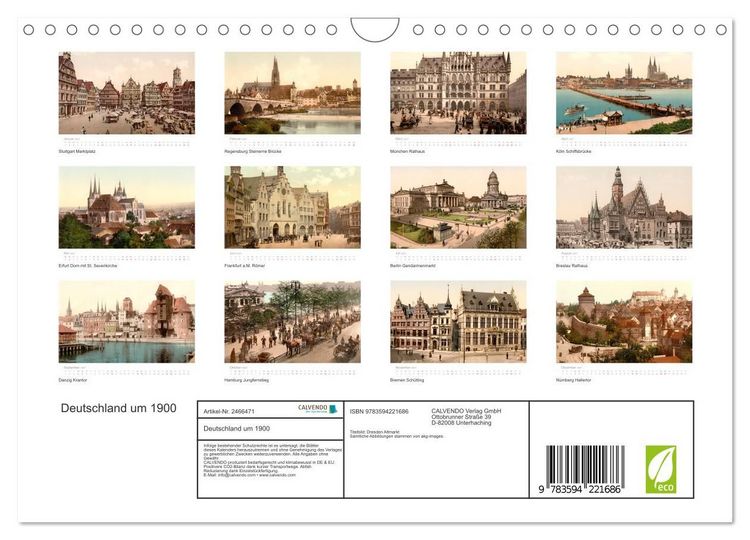 Produktbild: Deutschland um 1900 (Wandkalender 2027 DIN A4 quer), CALVENDO Monatskalender