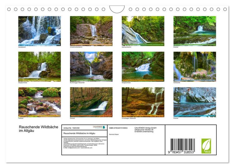 Produktbild: Rauschende Wildb&auml;che im Allg&auml;u (Wandkalender 2026 DIN A4 quer), CALVENDO Monatskalender