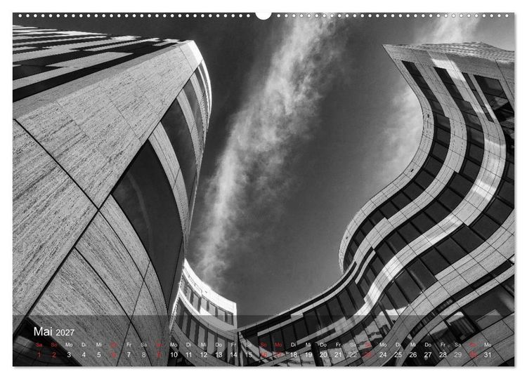 Produktbild: D&uuml;sseldorf Ansichten in Schwarz-Wei&szlig; (hochwertiger Premium Wandkalender 2027 DIN A2 quer), Kunstdruck in Hochglanz