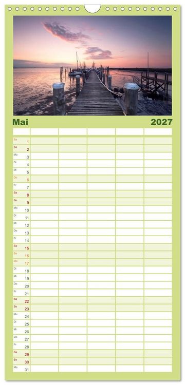 Produktbild: Familienplaner 2027 - SYLT hinter den D&uuml;nen mit 5 Spalten (Wandkalender, 21 x 45 cm) CALVENDO