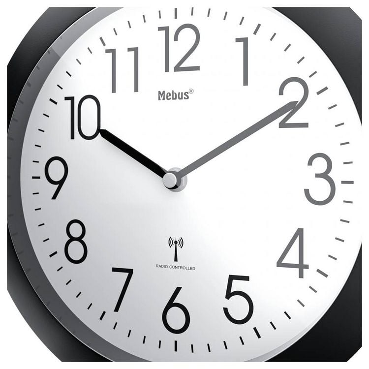 Produktbild: Mebus 52450 Funk Wanduhr 26cm x 26cm x 26cm x 4.5mm Schwarz
