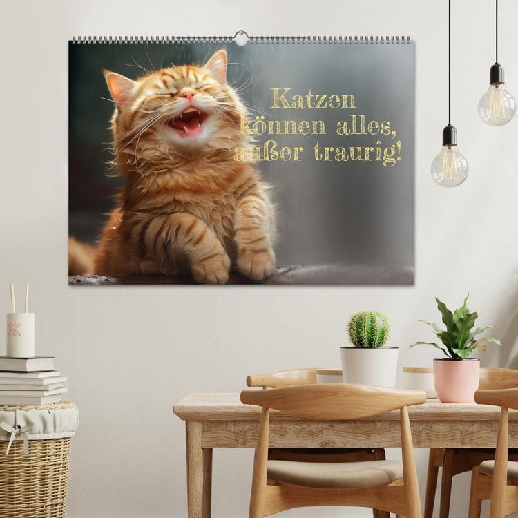 Produktbild: Katzen k&ouml;nnen alles, au&szlig;er traurig. (Wandkalender 2026 DIN A2 quer), CALVENDO Monatskalender