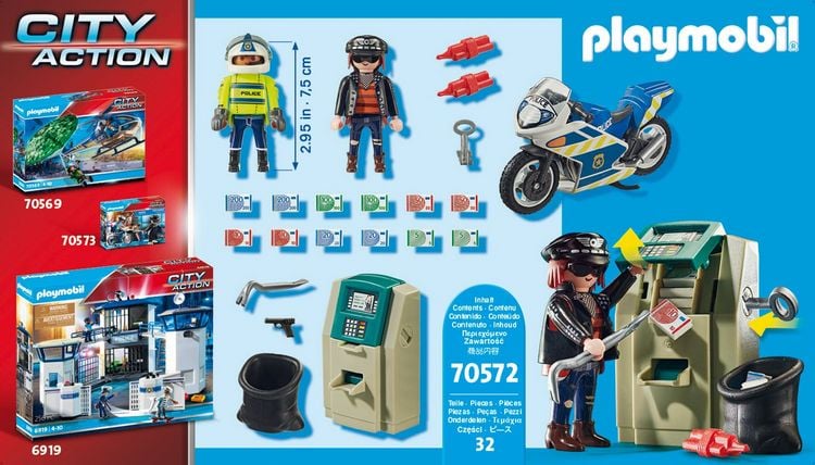 Produktbild: PLAYMOBIL® 70572 Polizei-Motorrad: Verfolgung des Geldräubers