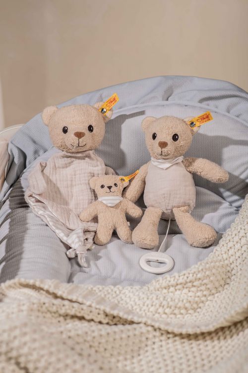 Produktbild: Steiff 242779 - Noah Teddyb&auml;r Spieluhr (Melodie: Wei&szlig;t du wieviel Sternlein), GOTS Pl&uuml;sch/Stoff, beige, 23 cm