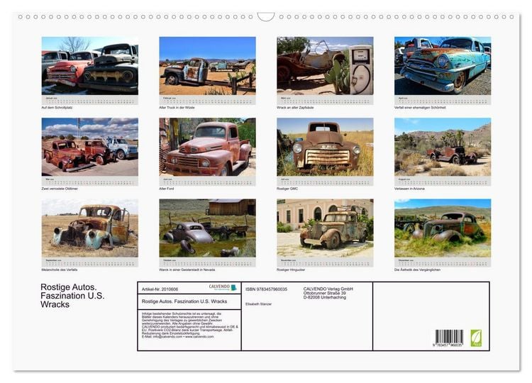 Produktbild: Rostige Autos. Faszination U.S. Wracks (Wandkalender 2026 DIN A2 quer), CALVENDO Monatskalender