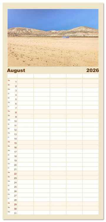 Produktbild: Familienplaner 2026 - Fuerteventura - W&uuml;stenzauber und Meeresrauschen mit 5 Spalten (Wandkalender, 21 x 45 cm) CALVENDO