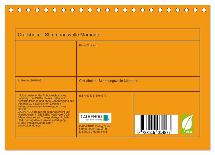 Produktbild: Crailsheim - Stimmungsvolle Momente (Tischkalender 2026 DIN A5 quer), CALVENDO Monatskalender