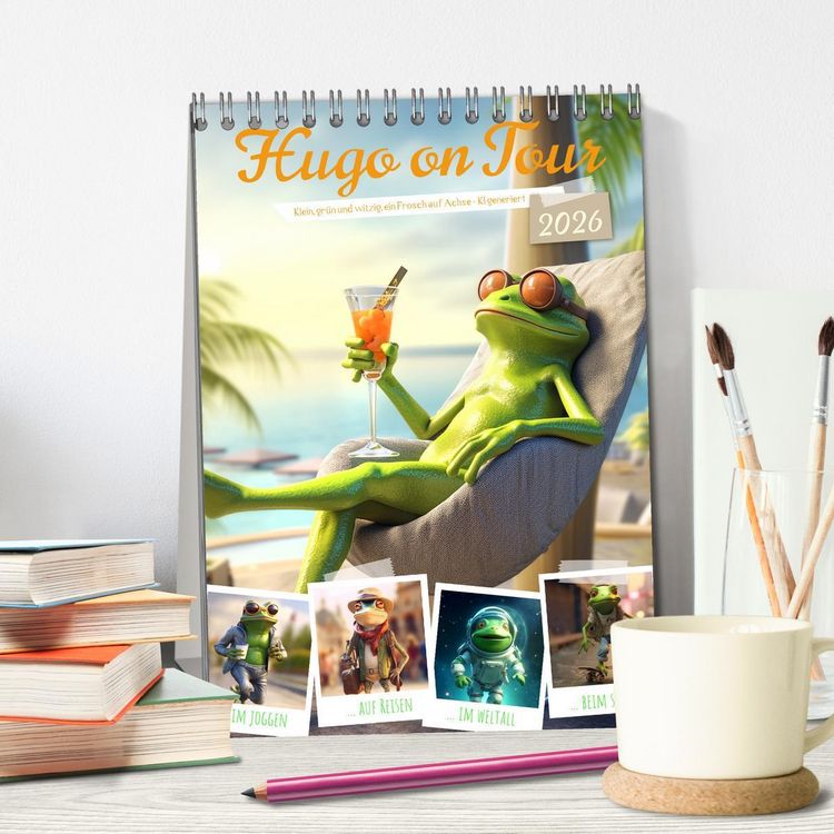 Produktbild: Hugo on Tour (Tischkalender 2026 DIN A5 hoch), CALVENDO Monatskalender