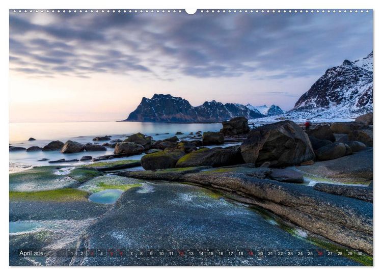 Produktbild: Lofoten - From Dusk Till Dawn (hochwertiger Premium Wandkalender 2026 DIN A2 quer), Kunstdruck in Hochglanz
