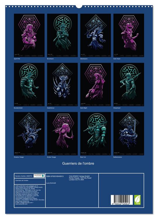 Produktbild: Guerriers de l'ombre (Calendrier mural 2026 DIN A2 horizontal) calendrier de bureau