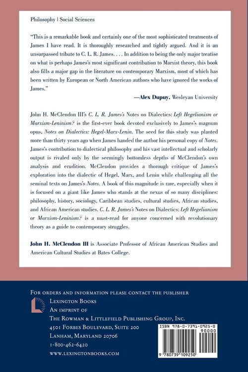 Produktbild: CLR James's Notes on Dialectics