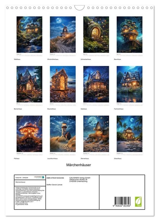 Produktbild: M&auml;rchenh&auml;user (Wandkalender 2026 DIN A3 hoch), CALVENDO Monatskalender