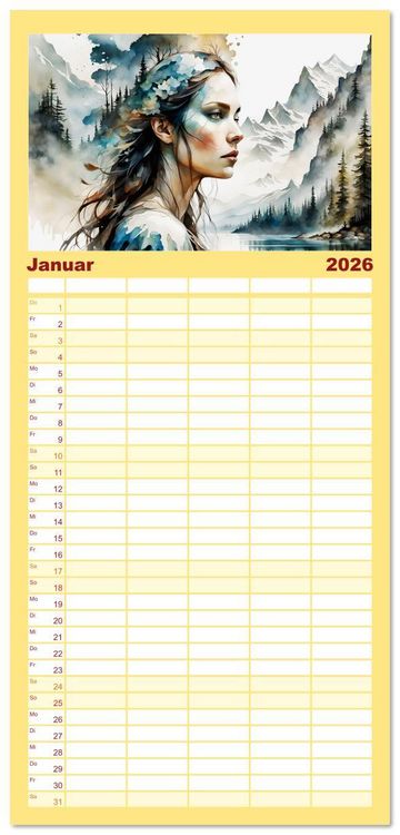 Produktbild: Familienplaner 2026 - Wilde Ladys mit 5 Spalten (Wandkalender, 21 x 45 cm) CALVENDO