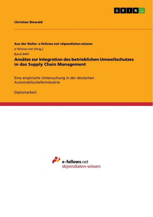 Produktbild: Ans&auml;tze zur Integration des betrieblichen Umweltschutzes in das Supply Chain Management