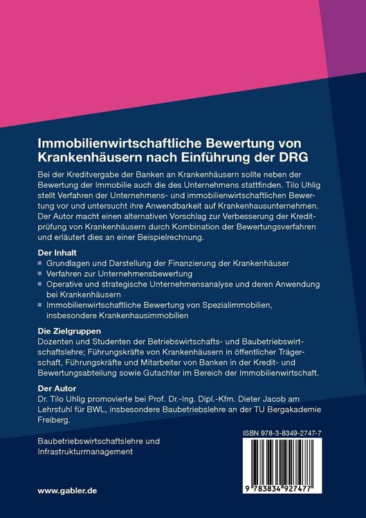 Produktbild: Immobilienwirtschaftliche Bewertung von Krankenh&auml;usern nach Einf&uuml;hrung der DRG