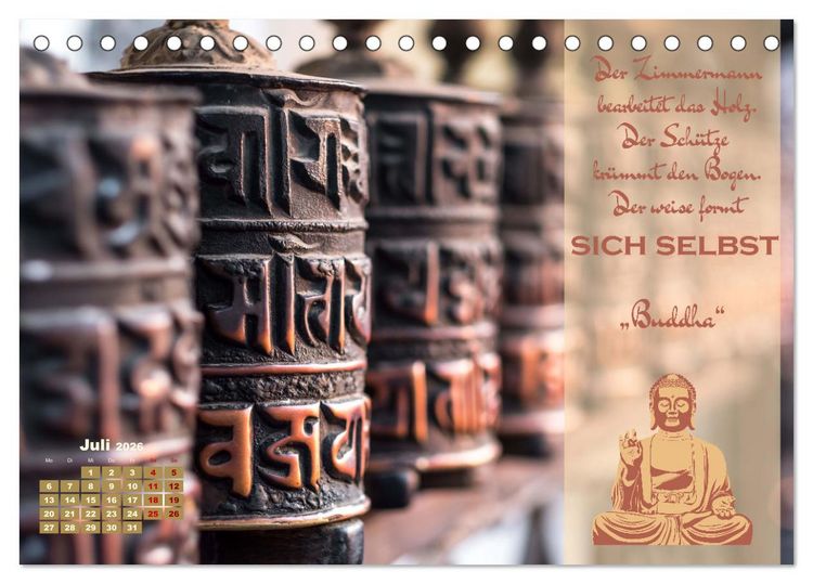 Produktbild: Erleuchtende Worte, Lebensweisheiten von Gautama Buddha by VogtArt (Tischkalender 2026 DIN A5 quer), CALVENDO Monatskalender