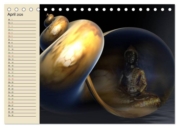 Produktbild: Buddha und Yin Yang (Tischkalender 2026 DIN A5 quer), CALVENDO Monatskalender