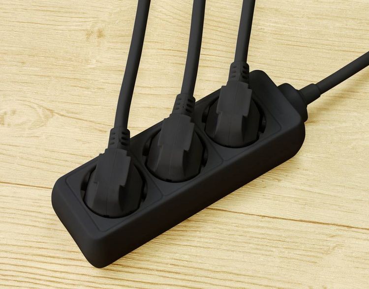 Produktbild: Sygonix SY-4890978 Steckdosenleiste 3fach Schwarz Schutzkontakt 1St.