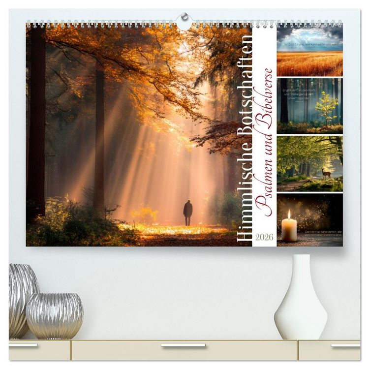 Produktbild: Psalmen und Bibelverse - Himmlische Botschaften (hochwertiger Premium Wandkalender 2026 DIN A2 quer), Kunstdruck in Hochglanz