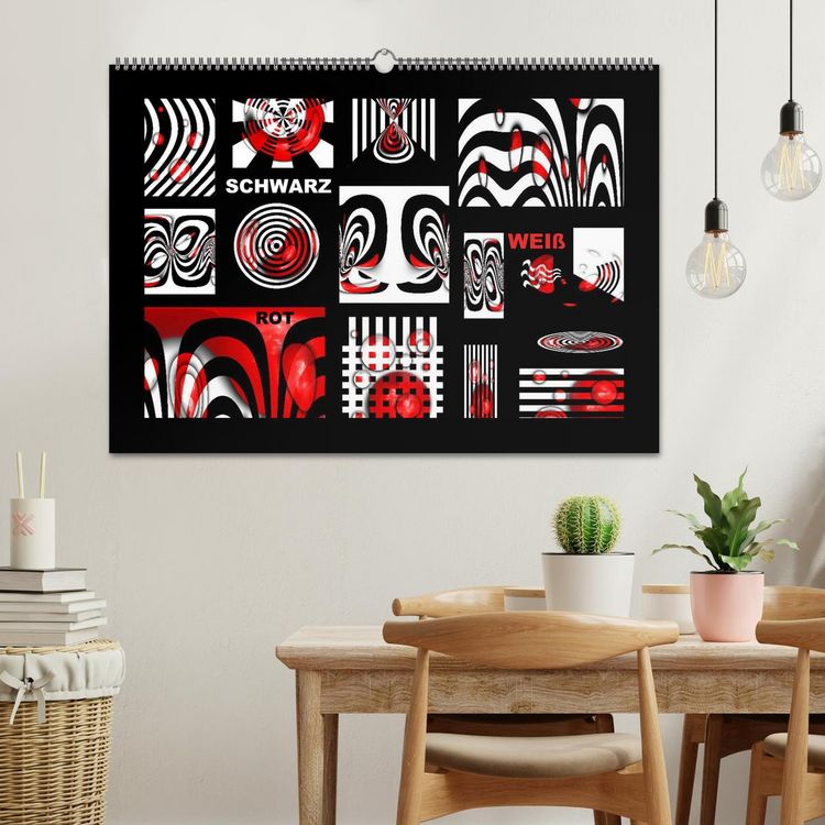 Produktbild: SCHWARZ, WEI&szlig;, ROT (Wandkalender 2026 DIN A2 quer), CALVENDO Monatskalender