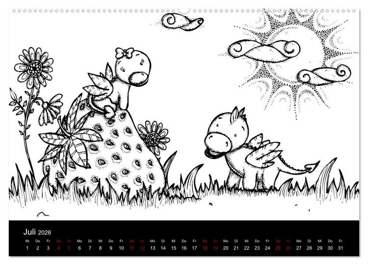 Produktbild: Bezaubernde Mini-Monster - Ein Ausmal-Kalender (Wandkalender 2026 DIN A2 quer), CALVENDO Monatskalender