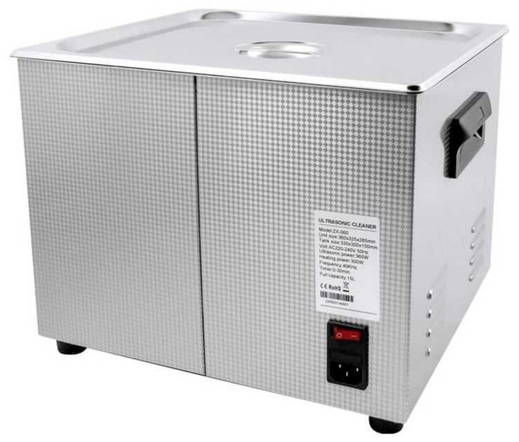 Produktbild: TOOLCRAFT USC-1500 Ultraschallreiniger B&uuml;robedarf, Schmuck, Werkstatt 360 W 15 l mit Heizung, mit Reinigungskorb