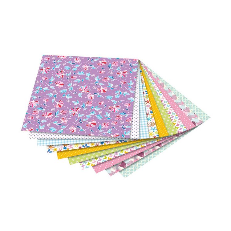 Produktbild: Folia  Faltbl&auml;tter SPRINGTIME 80g/m&sup2;, 15x15cm, 50 Blatt, 10 Motive sortiert