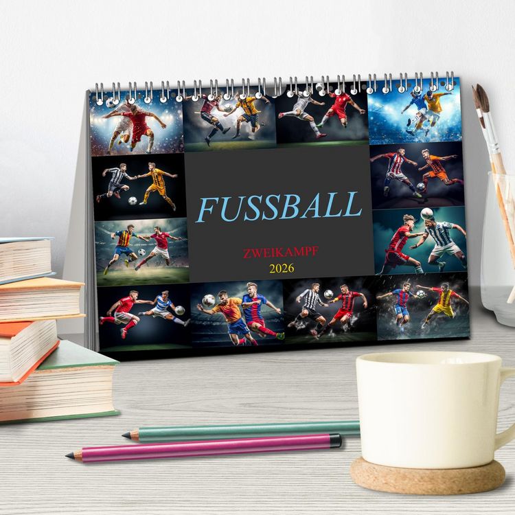 Produktbild: Fussball - Zweikampf (Tischkalender 2026 DIN A5 quer), CALVENDO Monatskalender