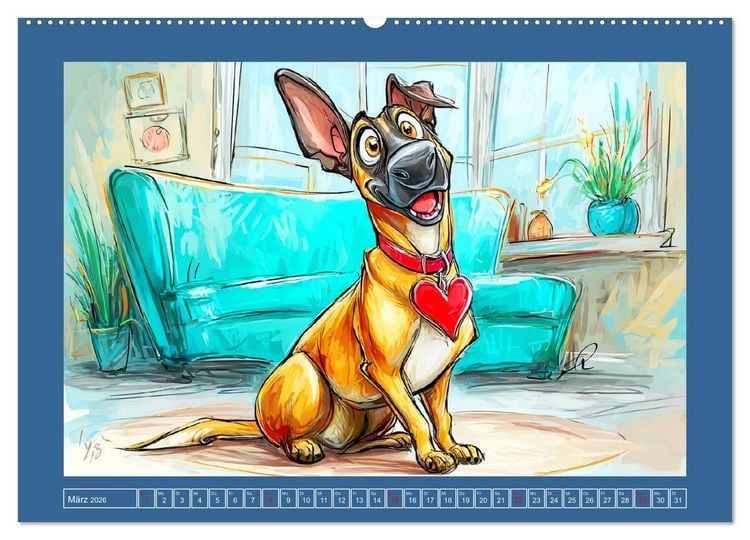 Produktbild: Malinois Fun. Lustige Cartoons vom Diensthund des Jahres! (Wandkalender 2026 DIN A2 quer), CALVENDO Monatskalender
