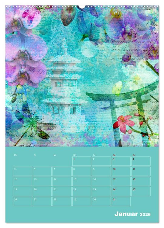 Produktbild: Kunterbunt gemischt - Kunterbunt gemischt - Farbenfroher Jahresplaner mit aufw&auml;ndigen Pflanzencollagen (hochwertiger Premium Wandkalender 2026 DIN A2 hoch), Kunstdruck in Hochglanz