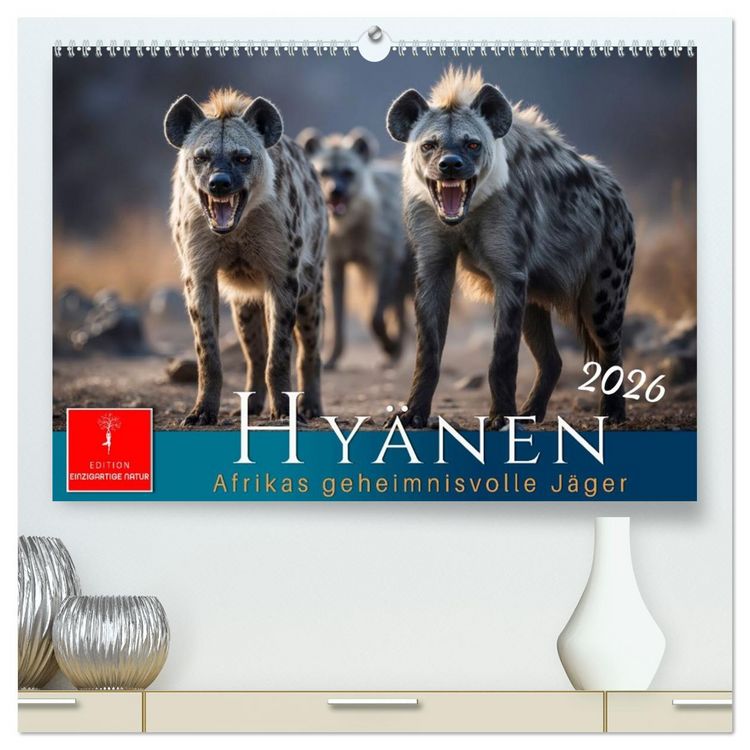 Produktbild: Hy&auml;nen - Afrikas geheimnisvolle J&auml;ger (hochwertiger Premium Wandkalender 2026 DIN A2 quer), Kunstdruck in Hochglanz