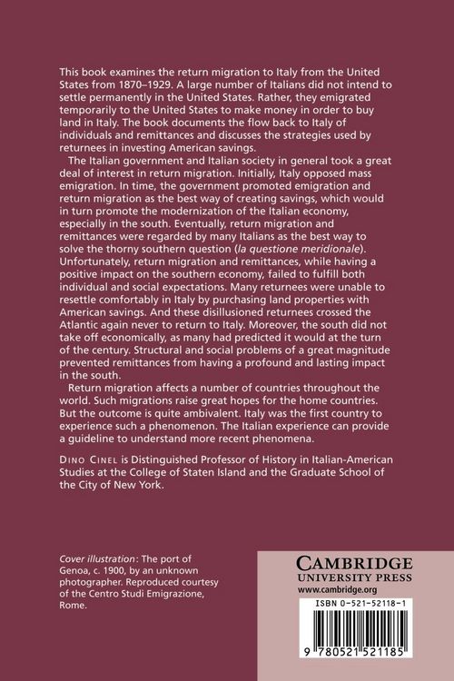 Produktbild: The National Integration of Italian Return Migration, 1870 1929