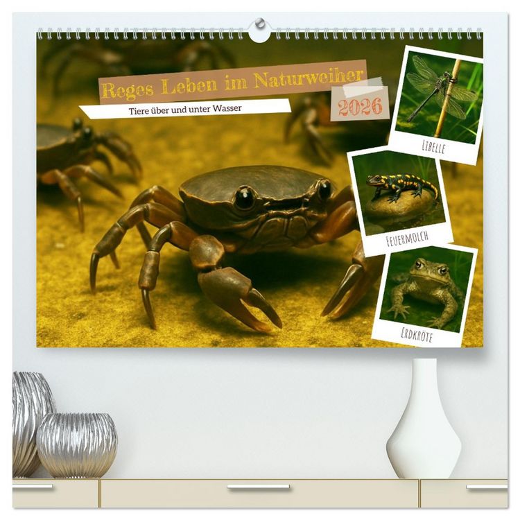 Produktbild: Reges Leben im Naturweiher - Tiere &uuml;ber und unter Wasser (hochwertiger Premium Wandkalender 2026 DIN A2 quer), Kunstdruck in Hochglanz
