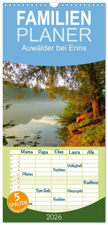 Produktbild: Familienplaner 2026 - Auw&auml;lder bei Enns mit 5 Spalten (Wandkalender, 21 x 45 cm) CALVENDO