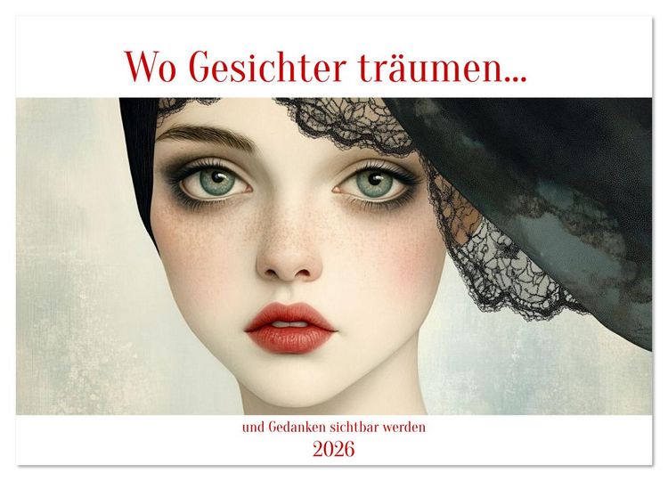 Produktbild: Wo Gesichter tr&auml;umen und Gedanken sichtbar werden (Wandkalender 2026 DIN A4 quer), CALVENDO Monatskalender