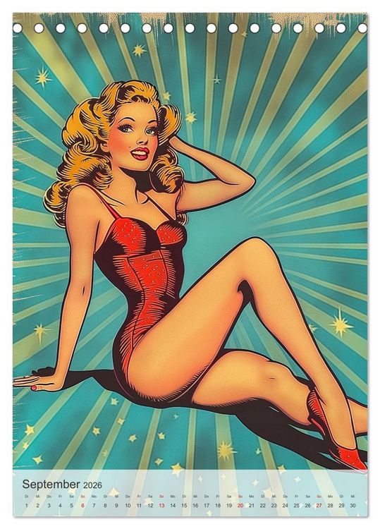 Produktbild: Retro PinUp Girls (Tischkalender 2026 DIN A5 hoch), CALVENDO Monatskalender